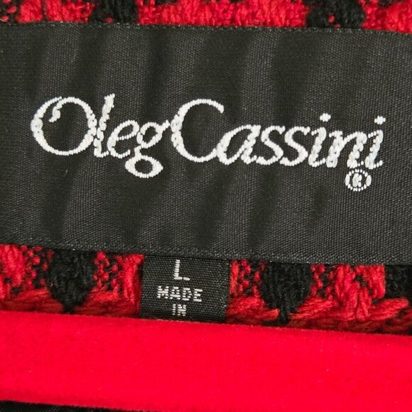Oleg Cassini Vintage Red Black Plaid Wool Blend Jacket Size L - Picture 6 of 7